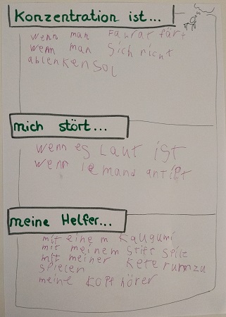 gezeichnetes und geschriebenes Bild zu Konzentration