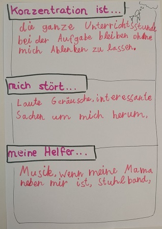 gezeichnetes und geschriebenes Bild zu Konzentration