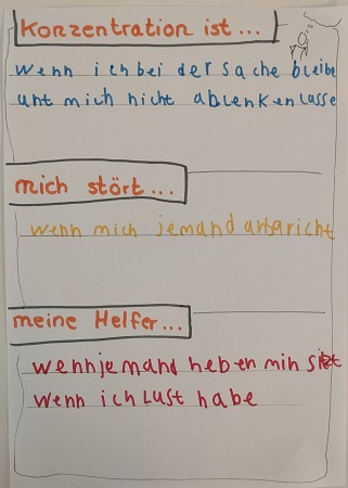 gezeichnetes und geschriebenes Bild zu Konzentration