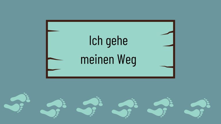 in der Mitte ein Schild unten Fußspuren